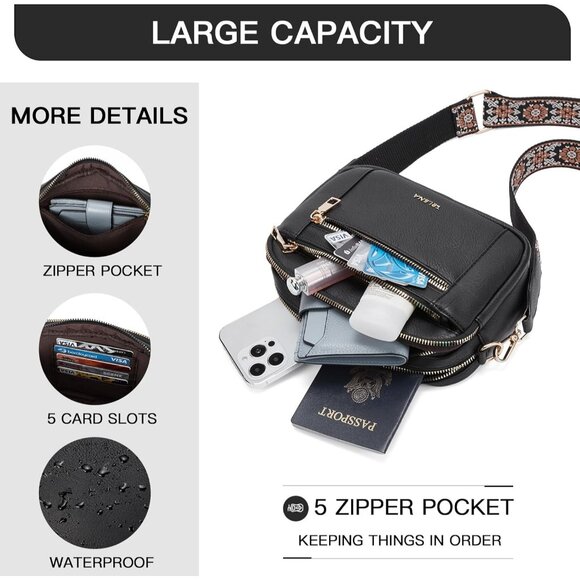 Telena Women Black Trendy Vegan Leather Shoulder Handbags With Adjustable Strap - Picture 4 of 7